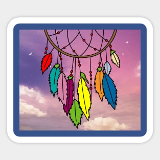 Spiritual Colorful Dream Catcher Feather Sticker